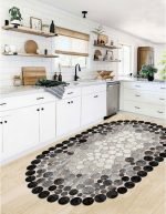 Lotus 2438Y Modern Digital Print Washable Rounded Kitchen Rug