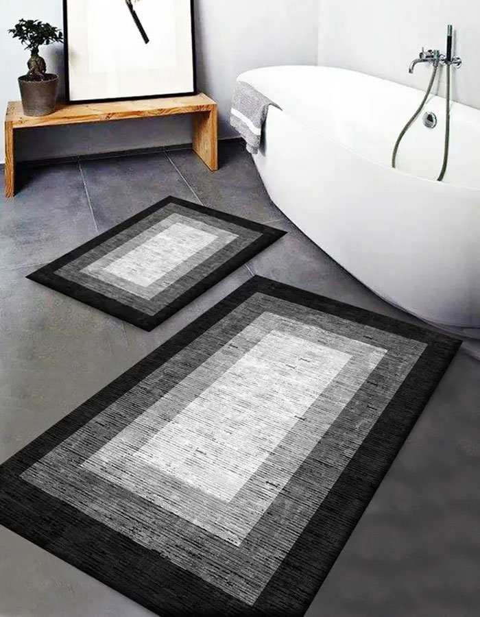 Lotus 3001 Modern Digital Print Washable Bathroom Mat Set Lotus 3001 Modern Digital Print Washable Bathroom Mat Set