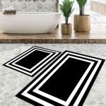 Lotus 3003 Modern Digital Print Washable Bathroom Mat Set