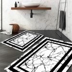 Lotus 3008-02 Modern Digital Print Washable Bathroom Mat Set