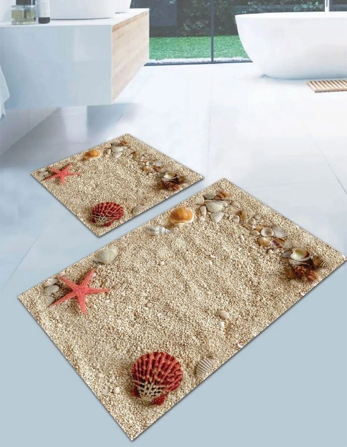 Lotus 3008-03 Modern Digital Print Washable Bathroom Mat Set Lotus 3008-03 Modern Digital Print Washable Bathroom Mat Set