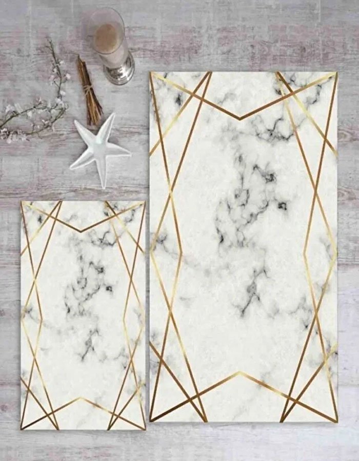 Lotus 3008-04 Modern Digital Print Washable Bathroom Mat Set Lotus 3008-04 Modern Digital Print Washable Bathroom Mat Set