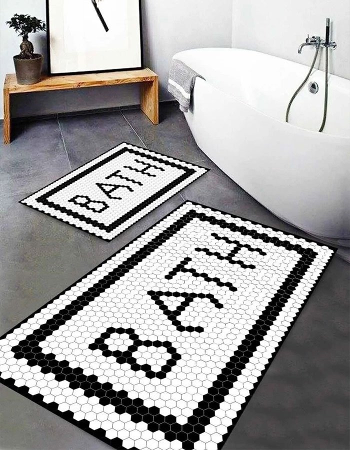 Lotus 3008-05 Modern Digital Print Washable Bathroom Mat Set Lotus 3008-05 Modern Digital Print Washable Bathroom Mat Set