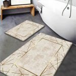 Lotus 3008-01 Modern Digital Print Washable Bathroom Mat Set