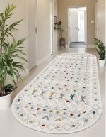 Lotus 4211 Modern Digital Print Washable Oval Runner Rug