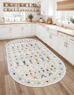 Lotus 4211 Modern Digital Print Washable Oval Kitchen Rug