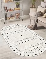 Lotus 4213 Modern Dijital Baskı Yıkanabilir Oval Oturma Odası Halısı