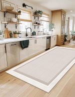 Lotus 4328 Beige Modern Digital Print Washable Kitchen Rug
