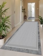 Lotus 4328 Gray Modern Digital Print Washable Runner Rug