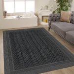 Lotus 4330 Siyah Modern Dijital Baskı Yıkanabilir Oturma Odası Halısı