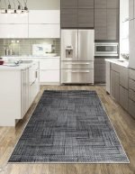 Lotus 4336 Black Modern Digital Print Washable Kitchen Rug