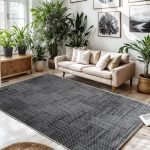 Lotus 4336 Siyah Modern Dijital Baskı Yıkanabilir Oturma Odası Halısı