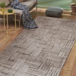 Lotus 4336 Brown Modern Digital Print Living Room Washable Rug