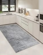 Lotus 4336 Gray Modern Digital Print Washable Kitchen Rug