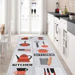 Lotus 4341 Gray Modern Digital Print Washable Kitchen Rug