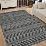 Lotus 4346 Black Modern Digital Print Washable Living Room Rug