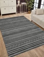 Lotus 4346 Black Modern Digital Print Washable Living Room Rug