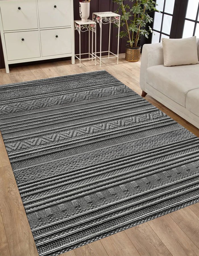 Lotus 4346 Black Modern Digital Print Washable Living Room Rug Lotus 4346 Black Modern Digital Print Washable Living Room Rug