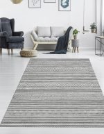 Lotus 4346 Gri Modern Dijital Baskı Yıkanabilir Oturma Odası Halısı