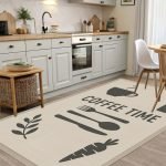 Lotus 4357 Beige Modern Digital Print Washable Kitchen Rug
