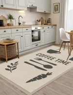 Lotus 4357 Beige Modern Digital Print Washable Kitchen Rug