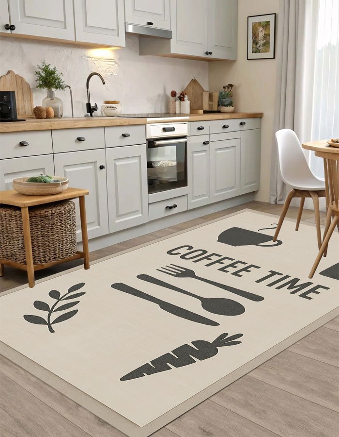 Lotus 4357 Beige Modern Digital Print Washable Kitchen Rug Lotus 4357 Beige Modern Digital Print Washable Kitchen Rug