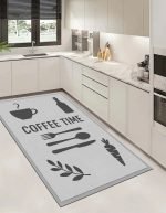 Lotus 4357 Gray Modern Digital Print Washable Kitchen Rug
