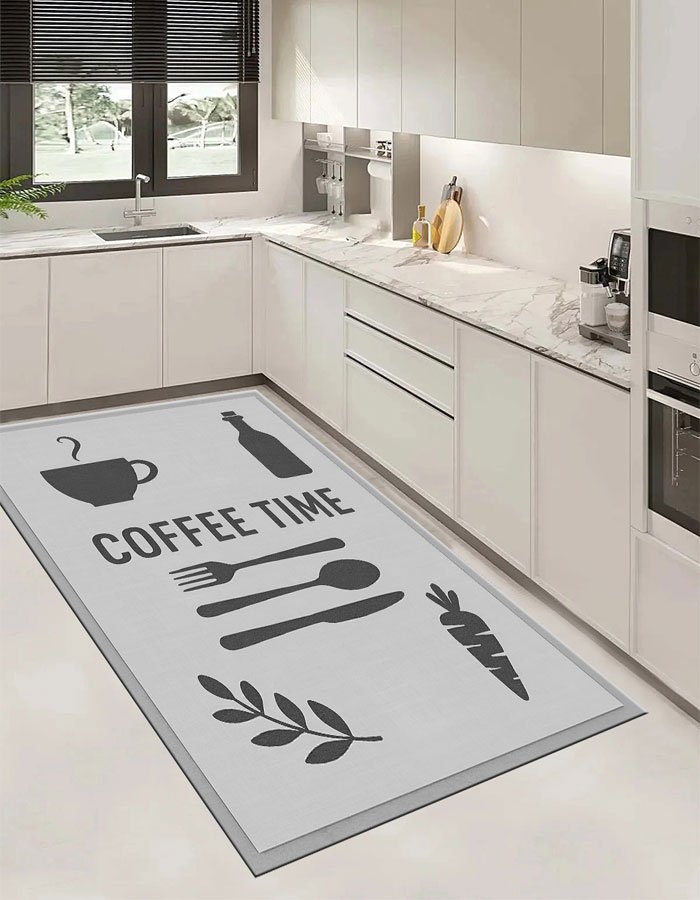 Lotus 4357 Gray Modern Digital Print Washable Kitchen Rug Lotus 4357 Gray Modern Digital Print Washable Kitchen Rug