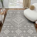 Lotus 4371 Gray Scandinavian Digital Print Washable Area Rug