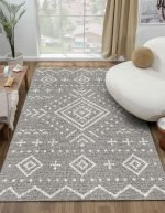 Lotus 4371 Gray Scandinavian Digital Print Washable Area Rug