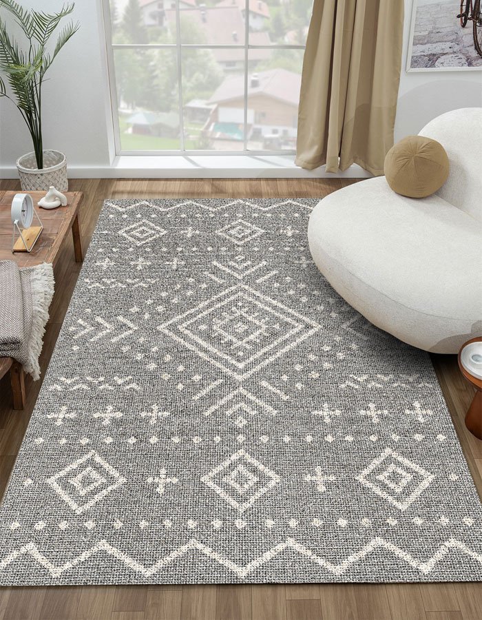 Lotus 4371 Gray Scandinavian Digital Print Washable Area Rug Lotus 4371 Gray Scandinavian Digital Print Washable Area Rug