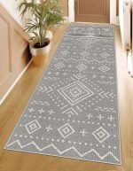 Lotus 4371 Gray Scandinavian Digital Print Washable Runner Rug