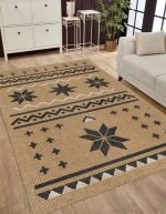 Lotus 4372 Beige Modern Digital Print Washable Living Room Rug