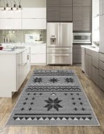 Lotus 4372 Gray Modern Digital Print Washable Kitchen Rug
