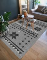 Lotus 4372 Gray Modern Digital Print Washable Area Rug