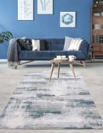 Lotus 4385 Blue Modern Digital Print Living Room Rug