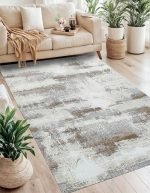 Lotus 4385 Brown Modern Digital Print Living Room Rug