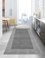 Lotus 4421 Gray Modern Digital Print Washable Kitchen Rug