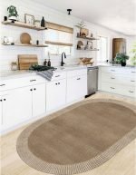 Lotus 4421 Brown Modern Digital Print Washable Kitchen Rug