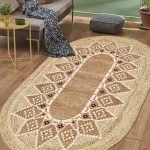 Lotus 4484 Modern Dijital Baskı Yıkanabilir Oval Oturma Odası Halısı