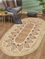 Lotus 4484 Modern Dijital Baskı Yıkanabilir Oval Oturma Odası Halısı