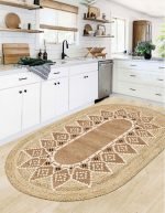 Lotus 4484 Modern Digital Print Washable Oval Kitchen Rug