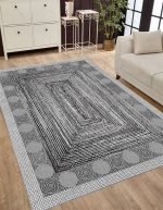 Lotus 5116 Gri Modern Dijital Baskı Yıkanabilir Oturma Odası Halısı