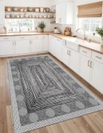 Lotus 5116 Gray Modern Digital Print Washable Rectangle Kitchen Rug