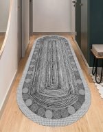 Lotus 5116 Gray Modern Digital Print Washable Oval Runner Rug