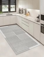 Lotus 5122 Gri Modern Dijital Baskı Dikdörtgen Mutfak Halısı