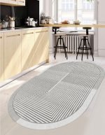 Lotus 5122 Gray Modern Digital Print Washable Rounded Kitchen Rug