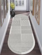 Lotus 5122 Gri Modern Dijital Baskı Oval Yolluk