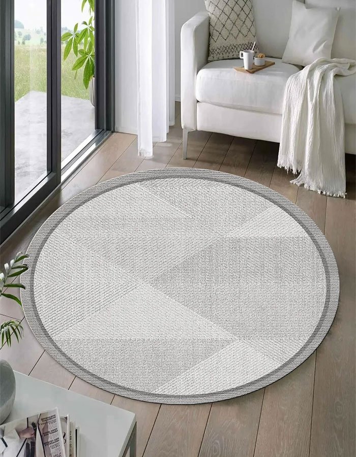lotus-8112-round-washable-living-room-rug Lotus 8112 Gray Modern Digital Print Washable Area Rug - Image 1